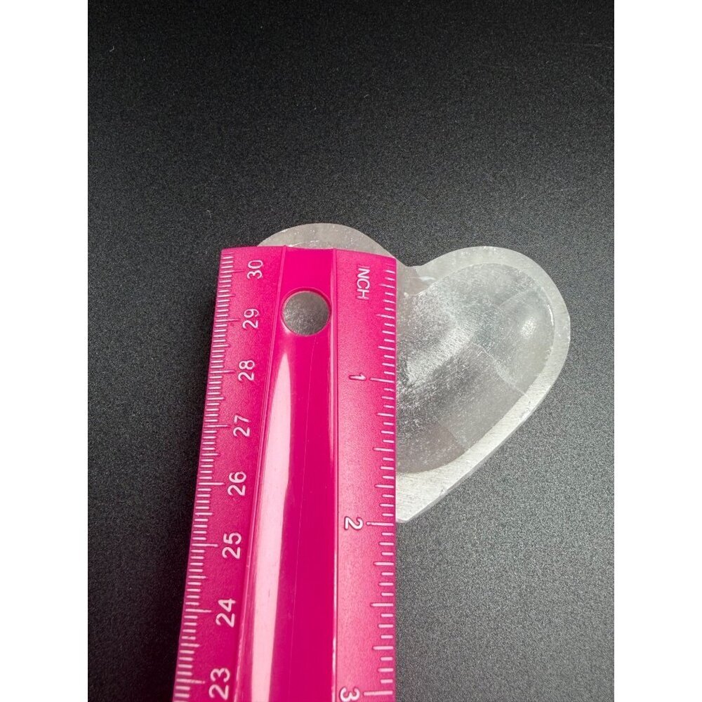 Natural Selenite Heart Charing Bowl Stone Healing Crystal Cleansing 2" 2.8oz - Picture 8 of 10